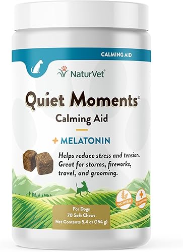 NaturVet Quiet Moments - Suplemento calmante para perros ayuda a promover la relajación reducir el estrés la ansiedad por tormenta el mareo por