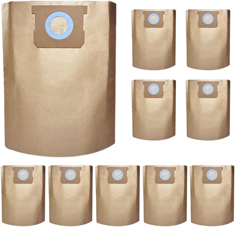 10 Pack DXVA19-4102 Shop Vac Bags for DEWALT 12-16 Gallon Wet/Dry Vacuum Compatible with DXV12P DXV14P DXV16P DXV16PA DXV16S