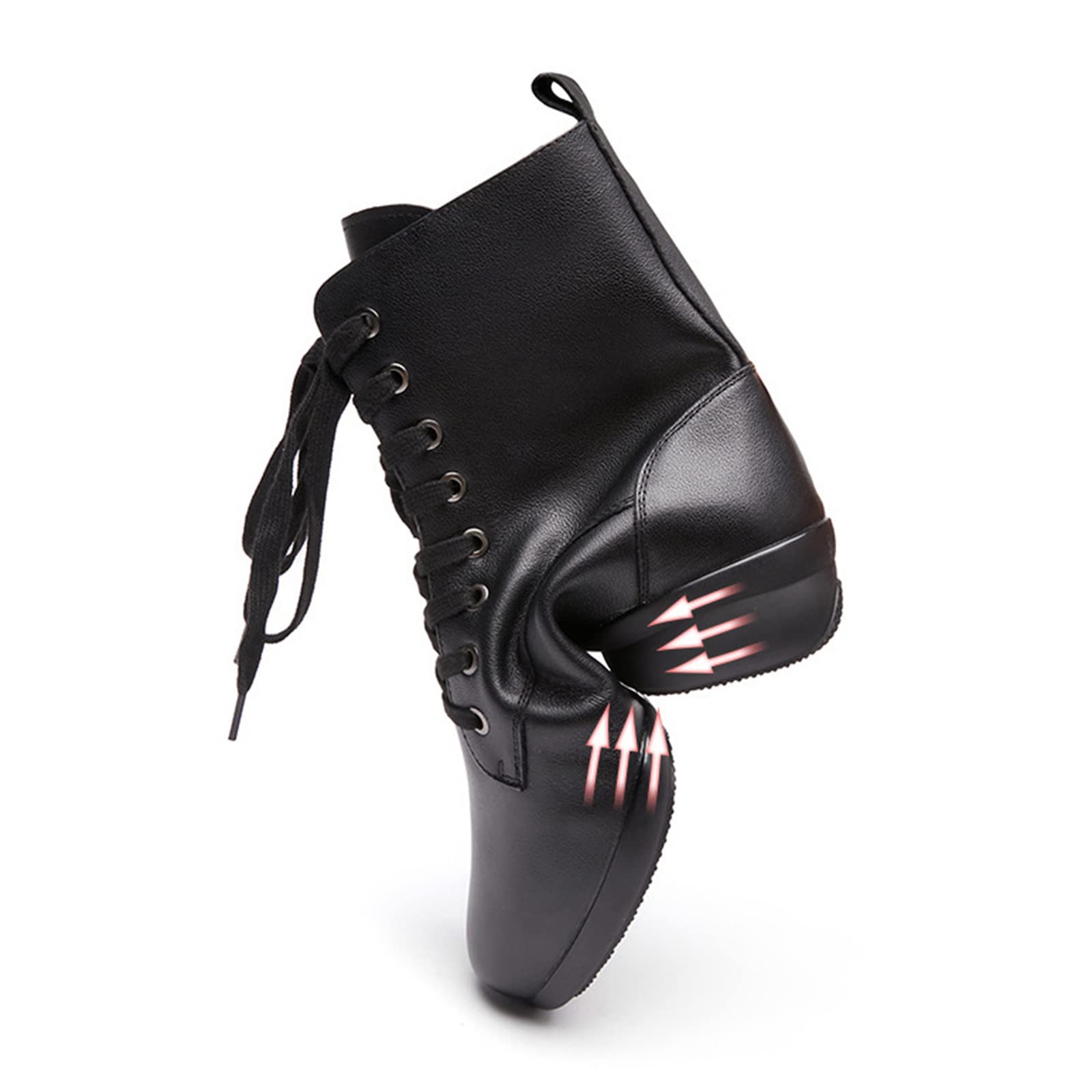 Botas de Baile Latino Moderno para Hombres con Suela Dividida Cuero Cremallera Lateral Tacón Bajo