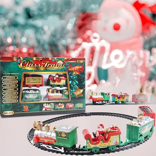 Miniatura 3 de Trenes eléctricos de juguete con luz y sonido, juegos de trenes de Navidad de 85 pulgadas para alrededor del árbol, juego de vías ferroviarias a