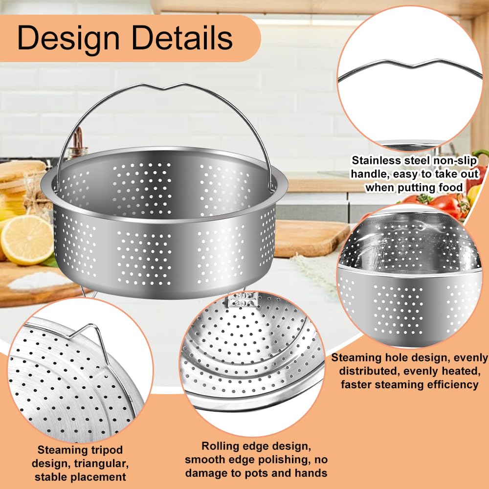 Cesta para cocinar al vapor de acero inoxidable 304, 20 cm, cestas para cocinar al vapor multifuncionales, cesta para cocinar al vapor para recalentar, pasta, queso, cereales