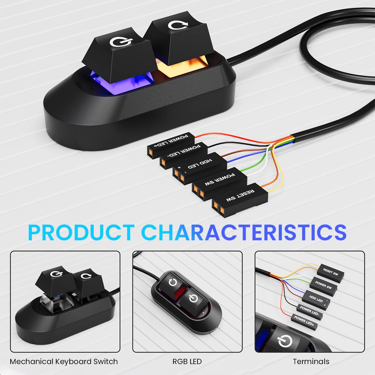 Verilux Desktop PC Power Button, CPU Switch with LED, 2-in-1 Restart — Amazon image 2
