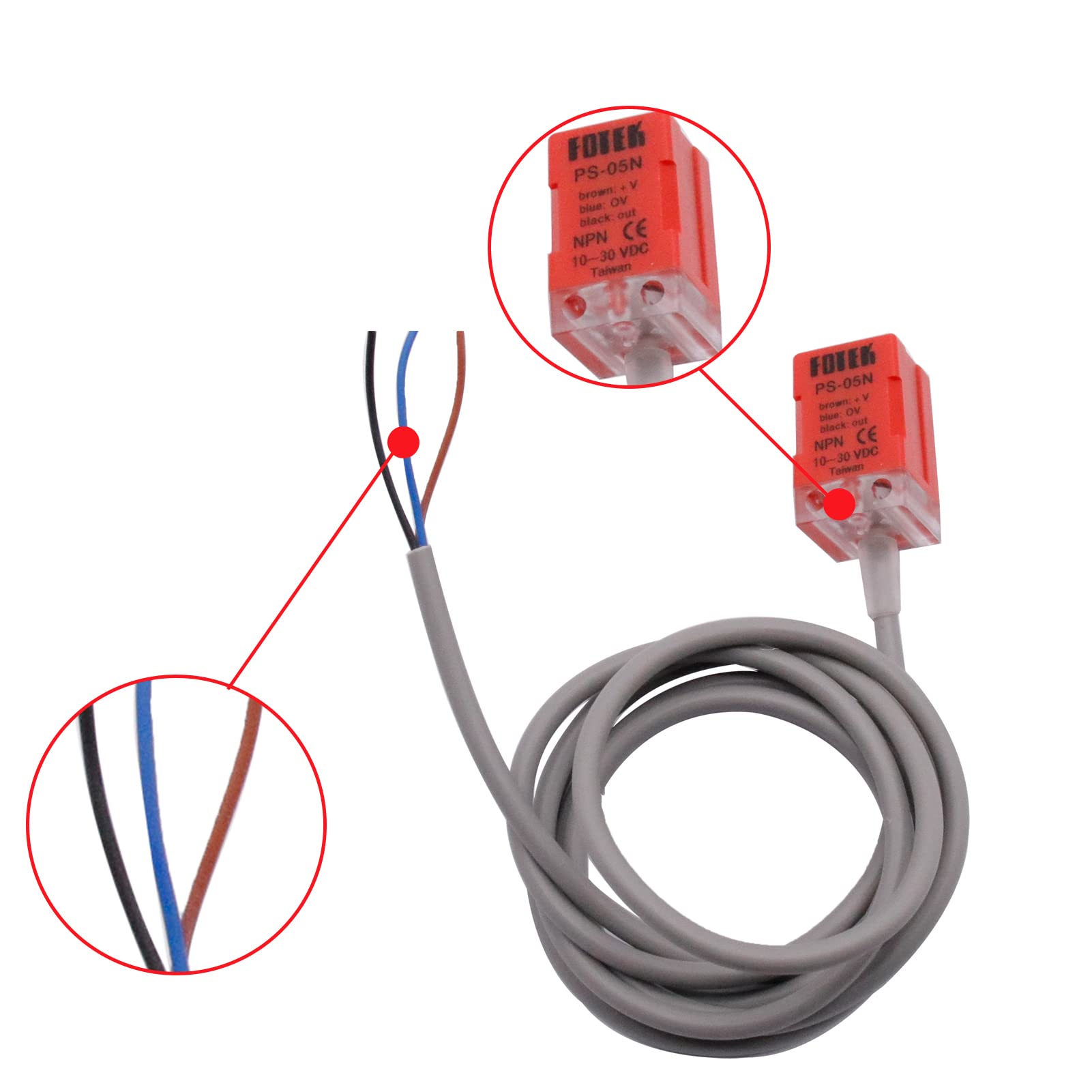 5 interruptores de sensor de proximidad inductivo Fotek PS-05N de 5 mm NPN de salida DC10-30V normal abierto, sin stock de EE. UU