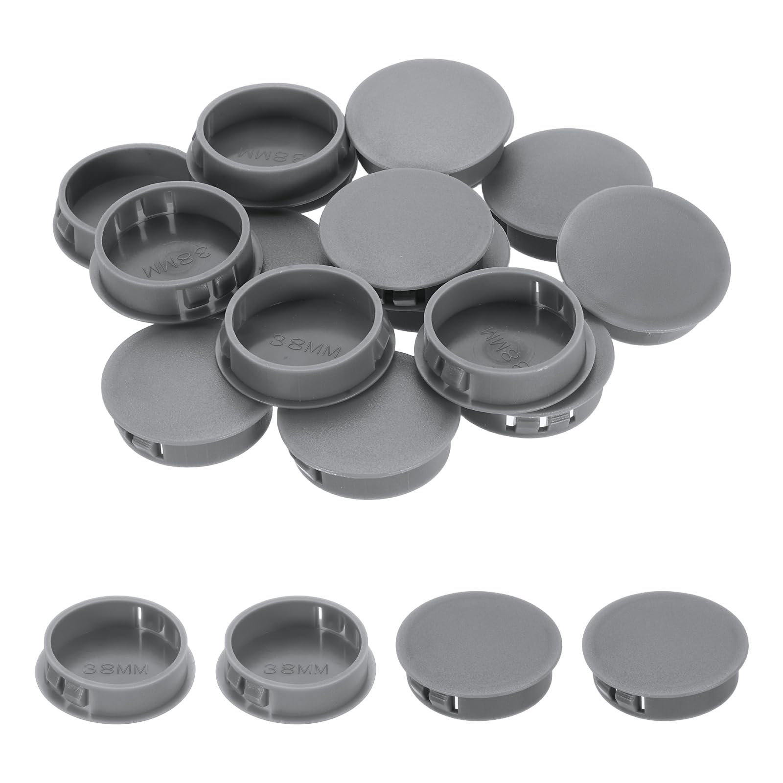 sourcing map Hole Plugs 50pcs 38mm(1-1/2-Inch) Plastic Plugs for Round Holes Flush Type for Furniture Cabinets Machines Hardware Fencing Post Pipe, Dark Gray
