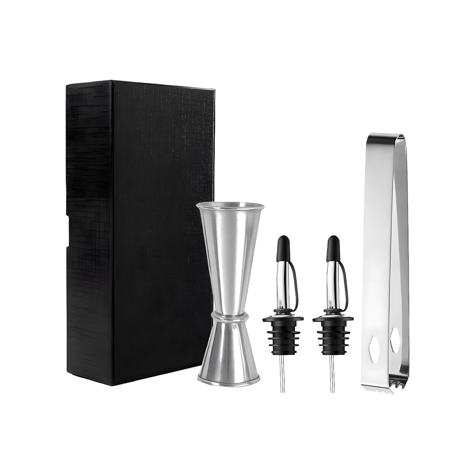 Shurhome Silver Tool With Bla Premium Nonrust Steel Bartending Tool Set With Ice Tongs Pour Spouts And Measuring Cup For Home Pubs Cocktails Making Professional Cocktails Making Set
