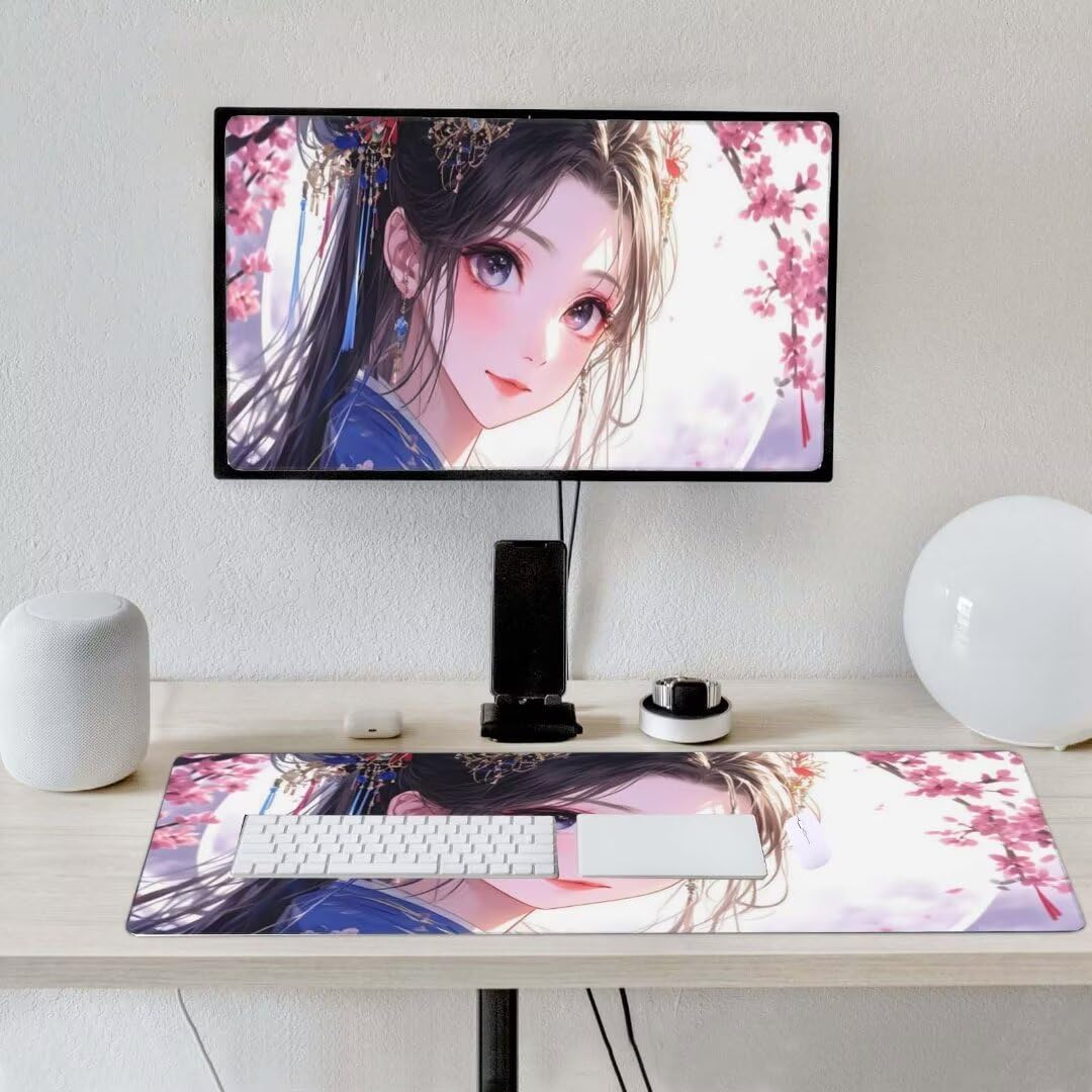 Alfombrilla de ratón 1400x600x3 MM, Alfombrilla Ratón XXL Extendida de Gran Tamaño con Bordes Cosidos, Base de Goma Antideslizante Almohadilla para Teclado, Chicas de disfraces antiguos S-4355