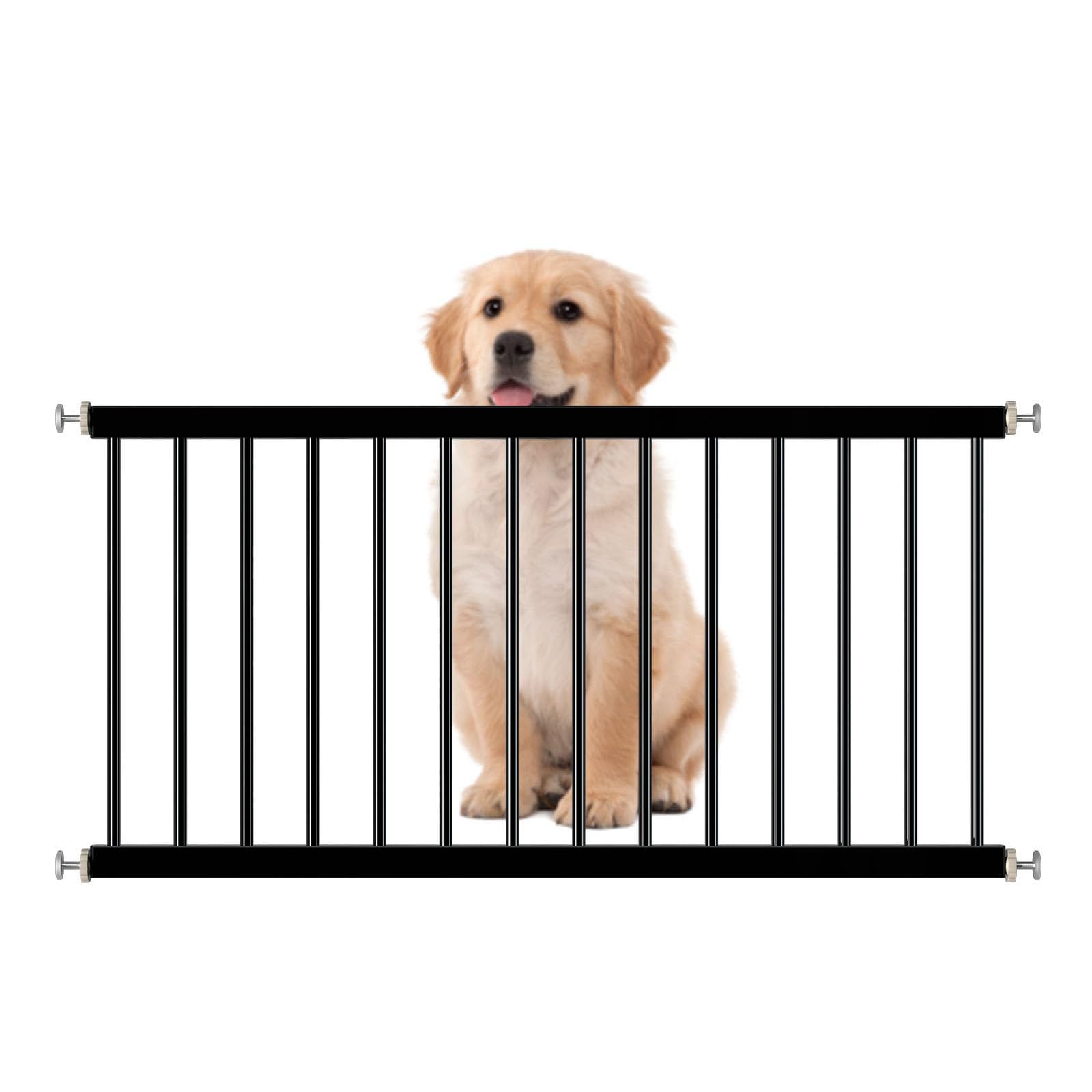 AIKSIWAI Short Dog Gate Expandable Dog Gates 25.2"-27.95" Pressure Mount Easily Step Over Indoor Dog Gates Stairs Doorway Small Pet Gate Small Dogs Gate Puppy Gate(17.32''H?Black)