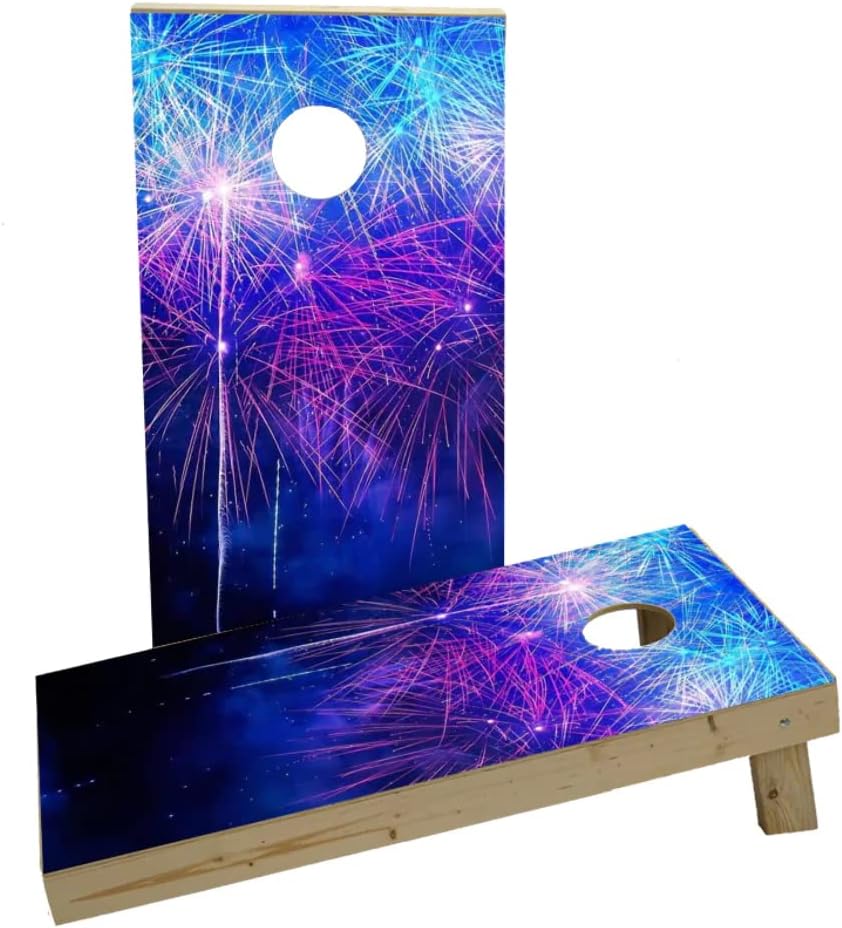 Starry Night Fireworks Show Custom Cornhole Board Game Set