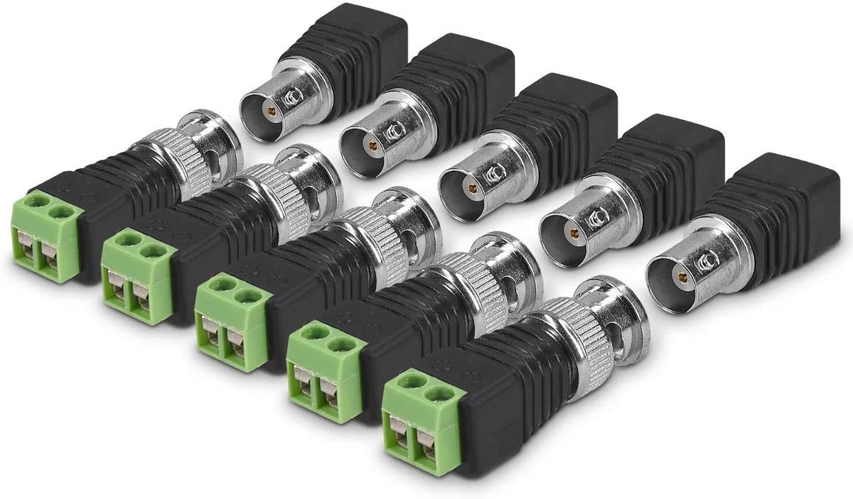 RIVER FOX 10 Pieces BNC Connector Adapter Set-5X Male 5X Female with Solderless Screw Terminal Coax Cat5 Cat6 to Video Balun Surveillance Camera,Multi-colored-image-8