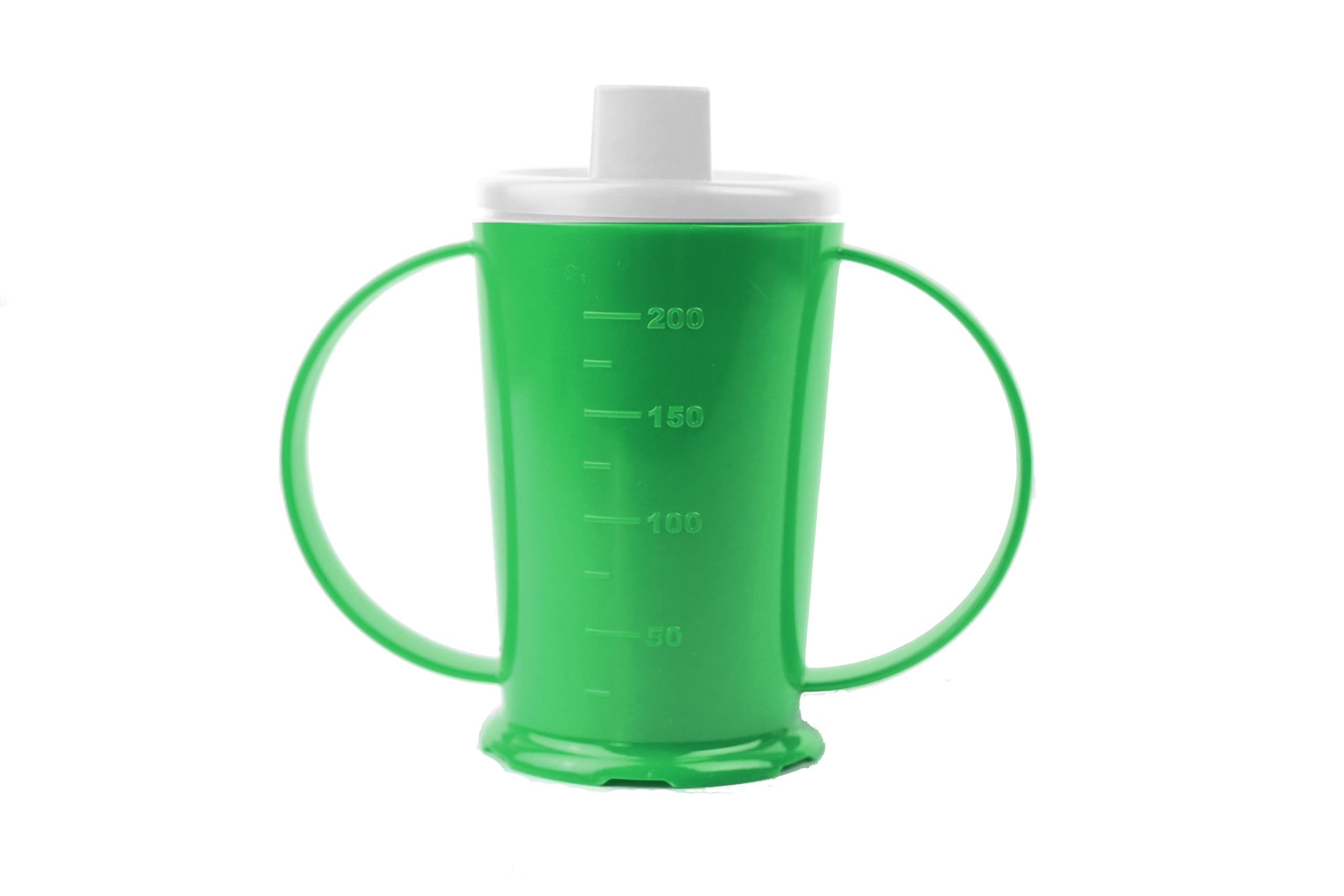 Harfield Green 2 Handled Beaker Drinking Cup & Narrow Spout Reusable Virtually Unbreakable Polycarbonate Plastic Drinking Aid