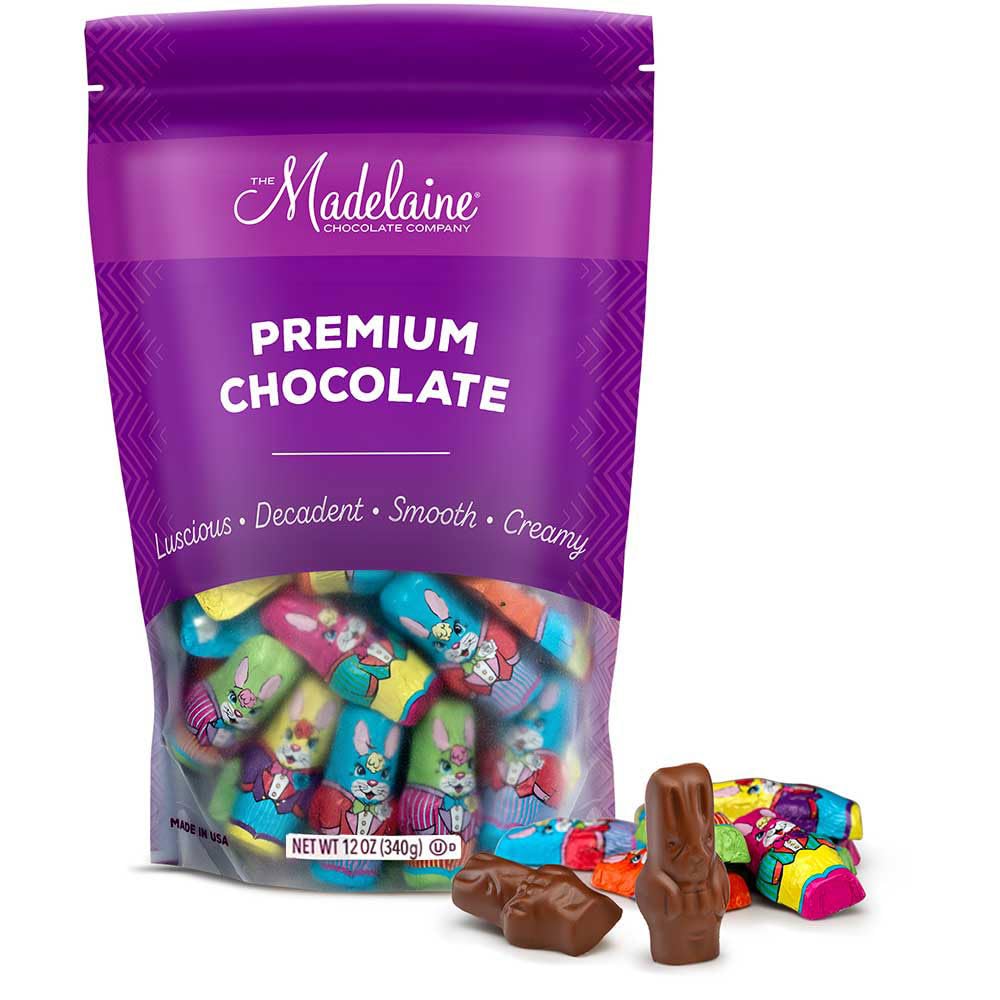 Madelaine Easter Chocolate Bunny - 38 Premium Milk Chocolate Mini Bunnies - 12 Oz Easter Candy Individually Wrapped Basket Stuffers