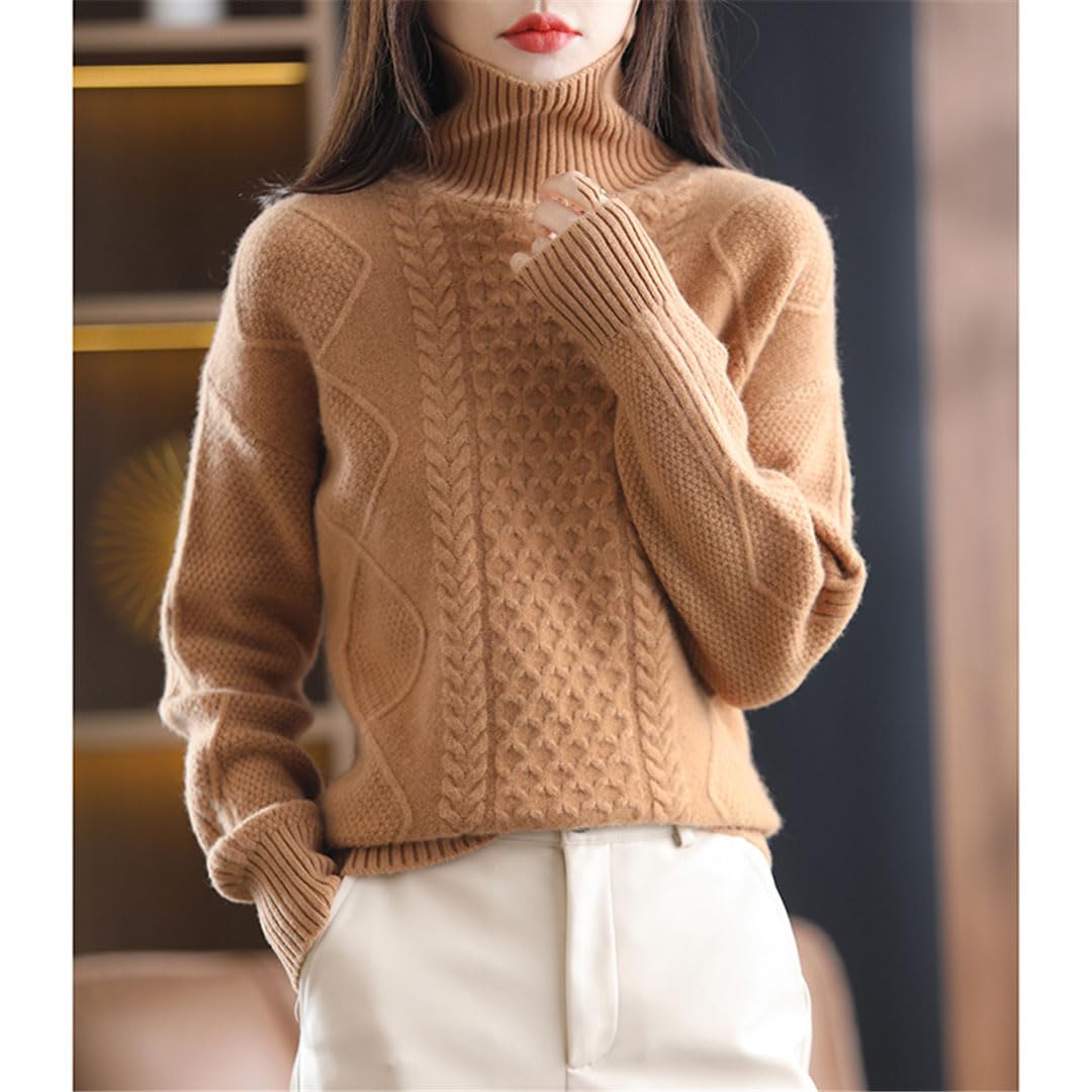 Suéter De Punto para Mujer, Jersey De Manga Larga con Cuello Alto, Suéter De Lana