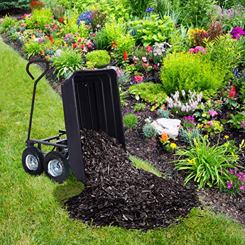 Giantex Dump Cart Garden Dumper 660 Lbs W/Heavy Duty Steel Frame Pneumatic Tires for Lawn Tractor Riding Mowers Yard Barrow Wagon Carrier