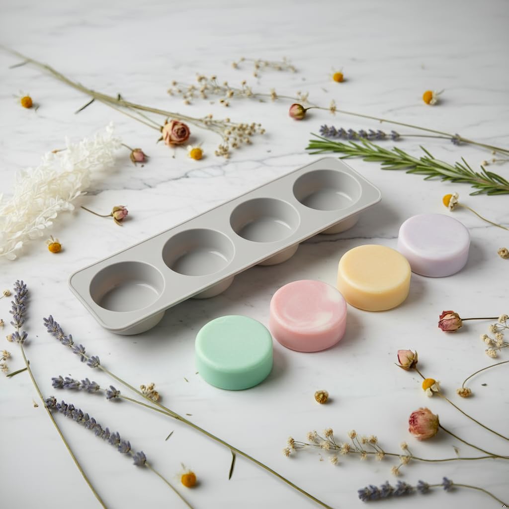 MoldBerry Silicone Soap Mold | 4 Cavity Round Soap Mould | Circular Soap Form Tray | Circular Soap Making Mold | Non-Stick Soap Mould for Homemade Soap, Bath Bomb, Bath Bars (Multicolor – PK1)-image-37