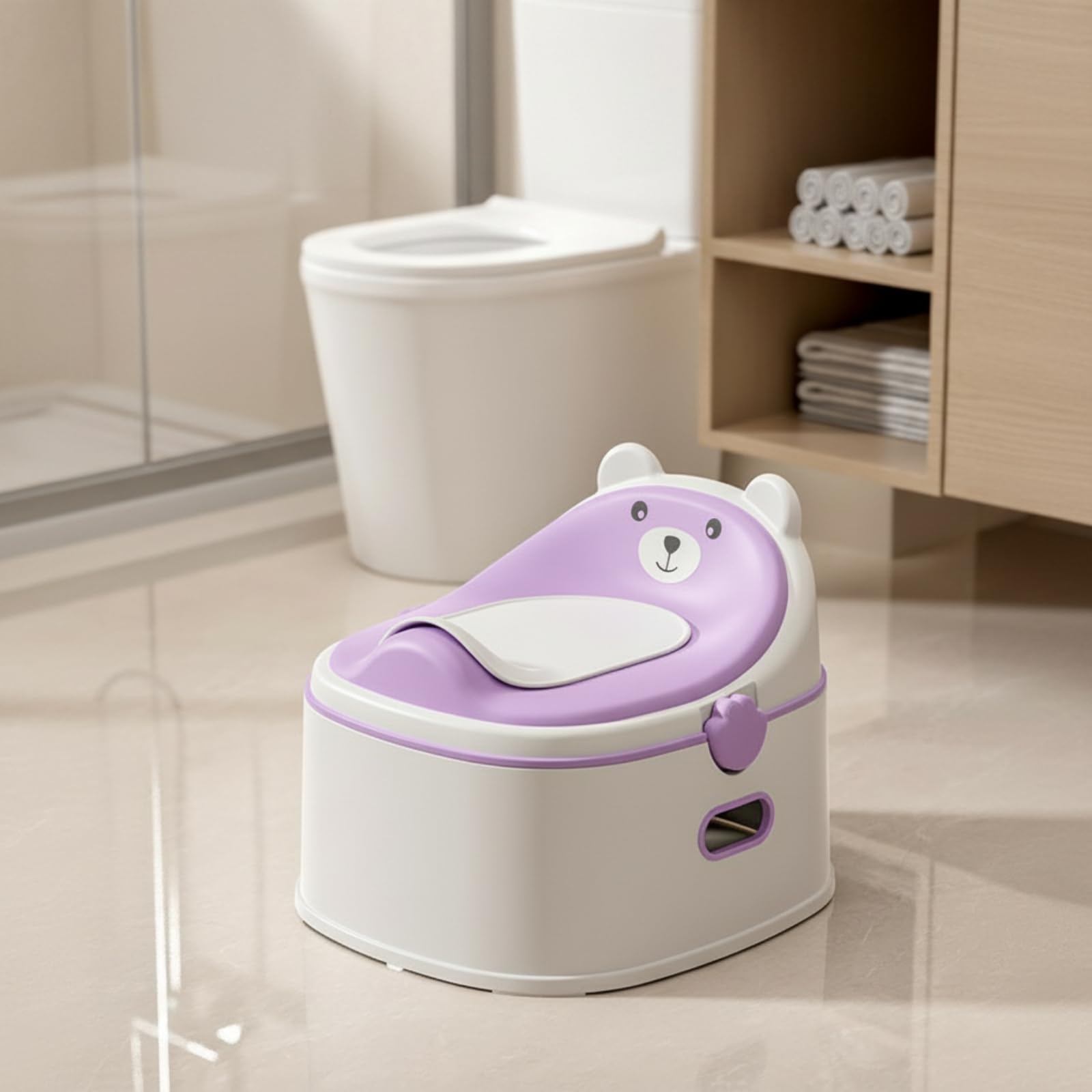 LOVIVER Vasino Funzioni con Schienale a Forma di Orso Multifunzione Vasino con Poggiapiedi a Due Livelli Sicuro per Casa Famigliare, Grigio