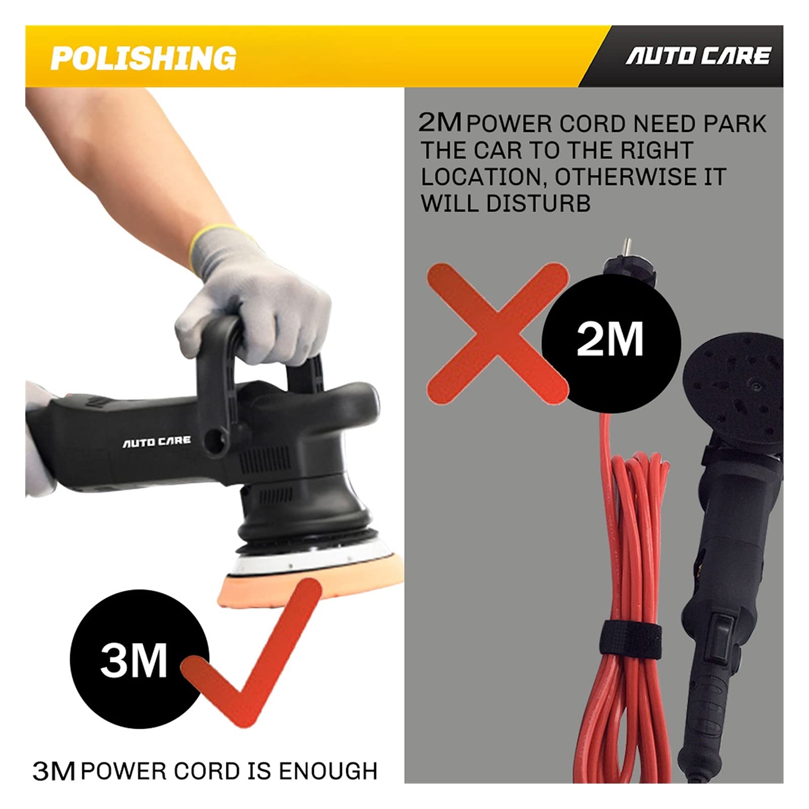 700W samochodowy maszyny do polerowania DA 6inch 21mm Orbit Dual Action Polisher Variable Speed ​​Auto Sander Polerowanie Woskowanie maszyn ,Wysoka wydajność(With buffing tool)