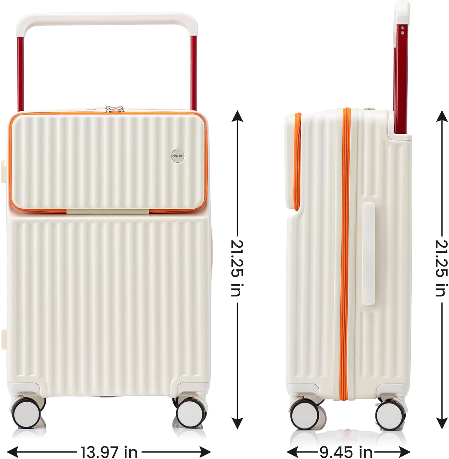 20 Inch Carry On Luggage with Spinner Wheels,PC Hard Shell Suitcase with USB Port,Lightweight Travel Luggage Airline Approved for Men Women, White