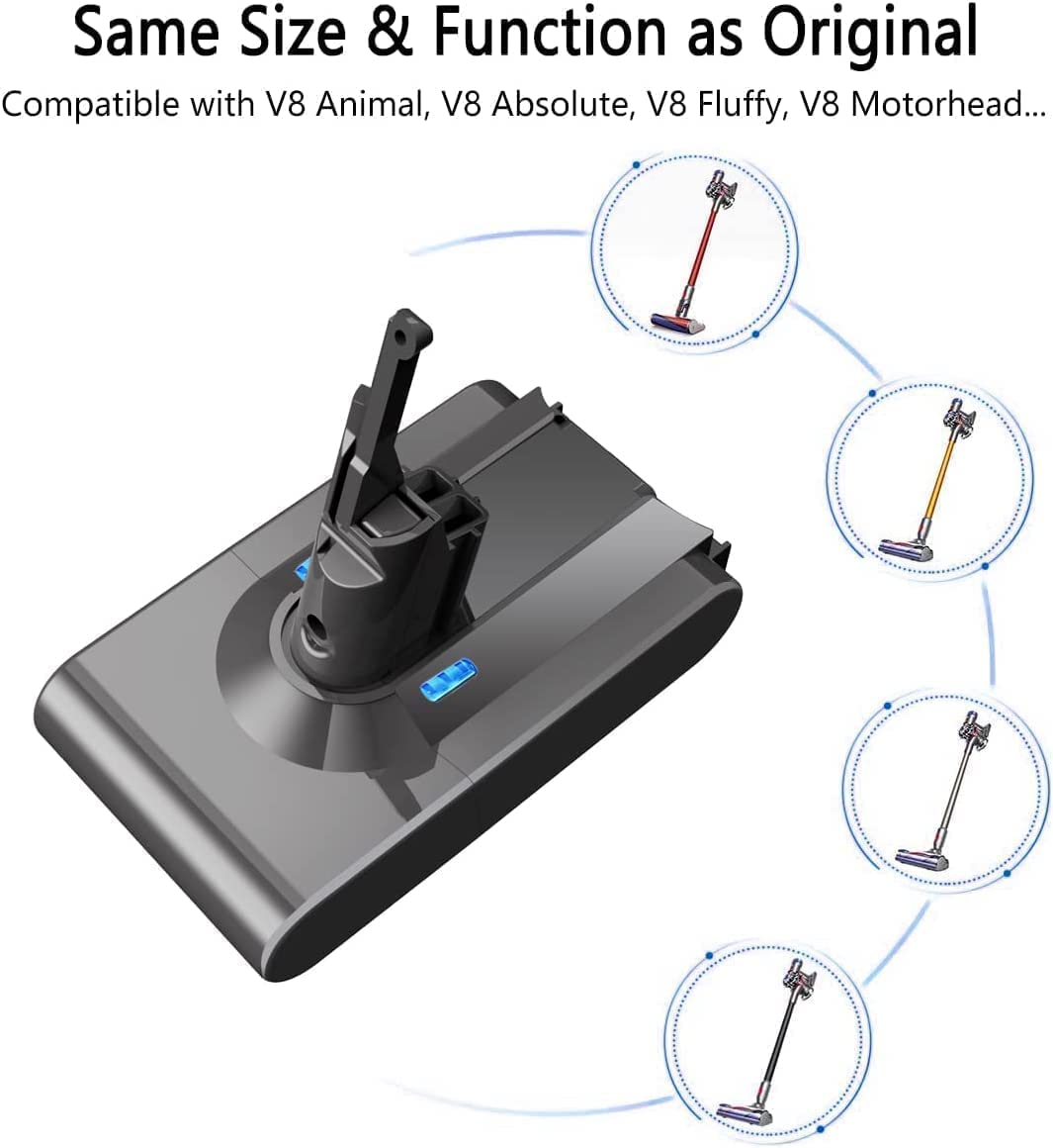 Verbesserter V8 8.0Ah/8000mAh SV10 Akku 215681 Ersatz kompatibel für Dyson V8 Animal/Absolute/Motorhead/Fluffy/SV10 für Dyson Akku Handstaubsauger Li-Ion 967834 05