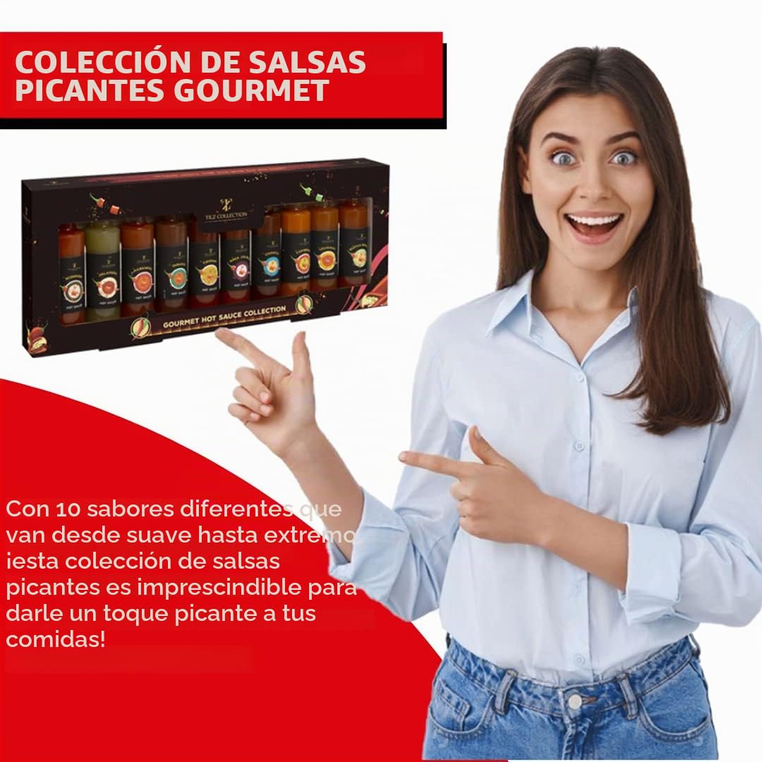 Regalos de salsa picante para hombres 2023 - Juegos de salsa picante gourmet para amantes de los chiles, comida para adultos, regalos veganos para él, botellas de vidrio de 10 x 50 ml
