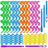 Lockenwickler Spiral Kit, 22 Stück Keine Hitze Haar Lockenwickler, Hitzelose Spiral Lockenwickler mit 5 Styling Haken, DIY Wave Styling Kit für Alle Frisuren