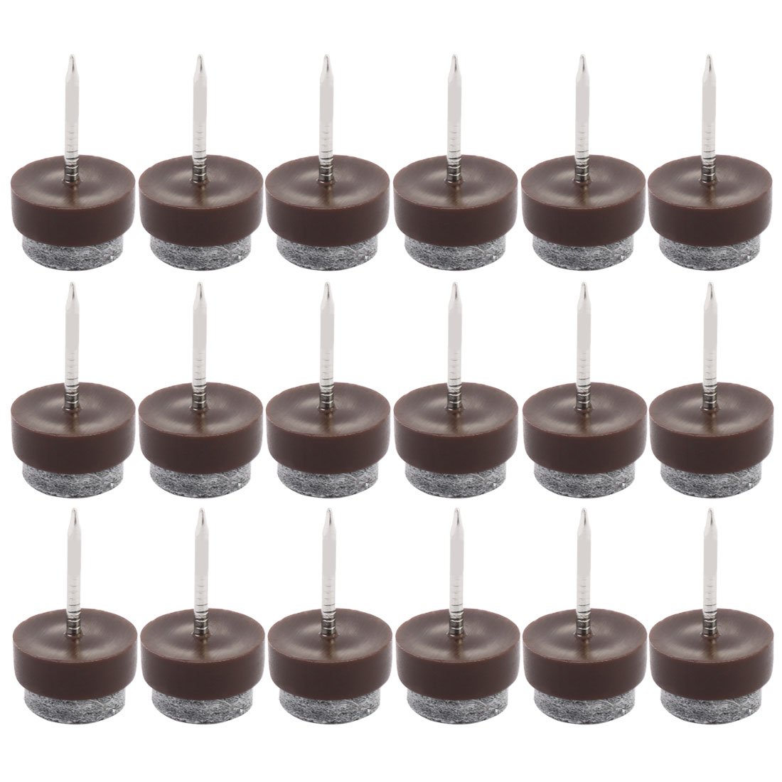 Table Chair Furniture Feet Legs Floor Protector Guard Felt Pad Nails 13mm Diameter Pack of 18 Dark Brown