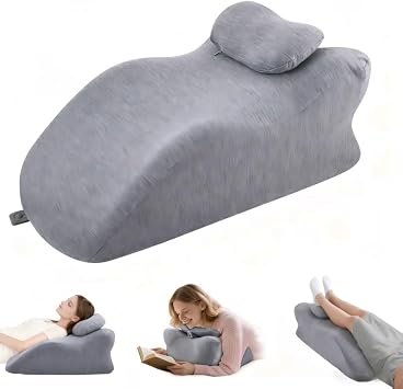 Bed Wedge Pillow,Memory Foam,With Headrest,Washable Cover,Wedge Pillow Support Cushion For Acid Reflux,Snoring,Back Pain,Surgery Recovery,Leg Elevation