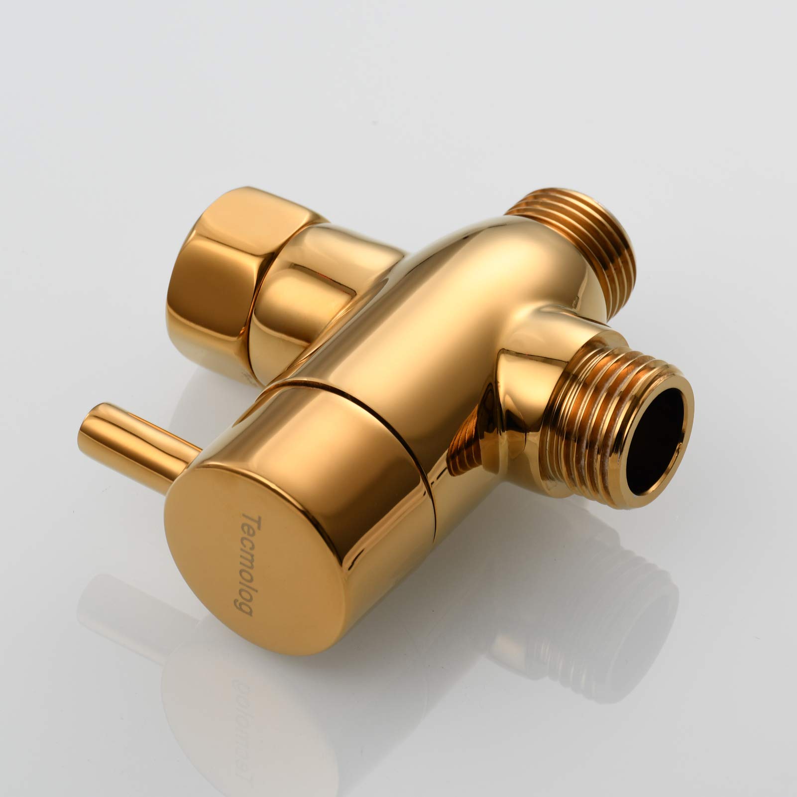 Tecmolog DSF012J Robinet de douche 3 voies 1/2" laiton vanne d'arrêt de douche adaptateur T pour douchette à main Titangold