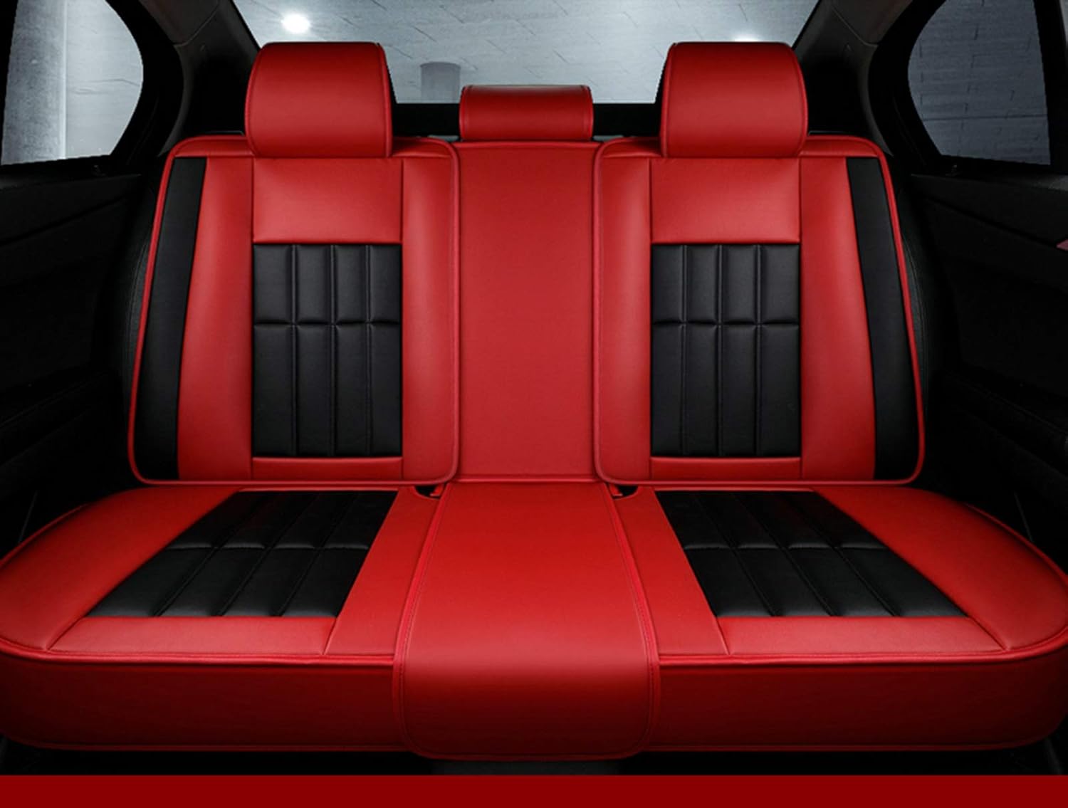 Leather Car Seat Covers Faux Leatherette Automotive Vehicle Cushion Cover for Cars SUV Pick-Up Truck Universal Fit Set for Auto Interior Accessories D