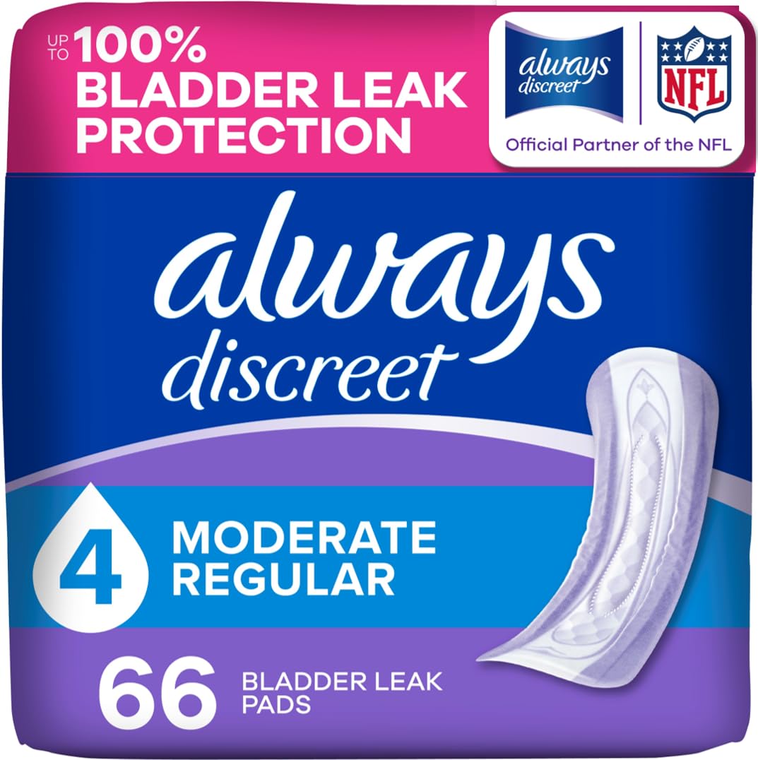 Photo 1 of Always Discreet Adult Incontinence Pads, Regular, Moderate Absorbency, 66ct