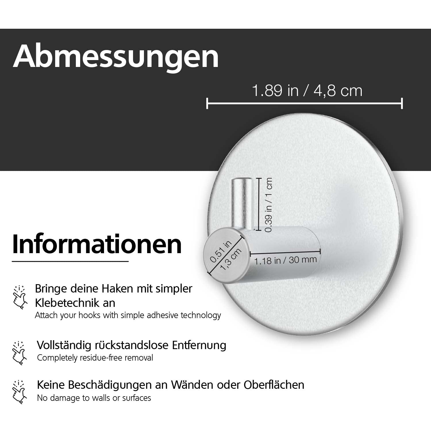 Clord - Handdoekrail - Geen boren - 6 stuks - RVS waterdicht - Zelfklevende wandhaken