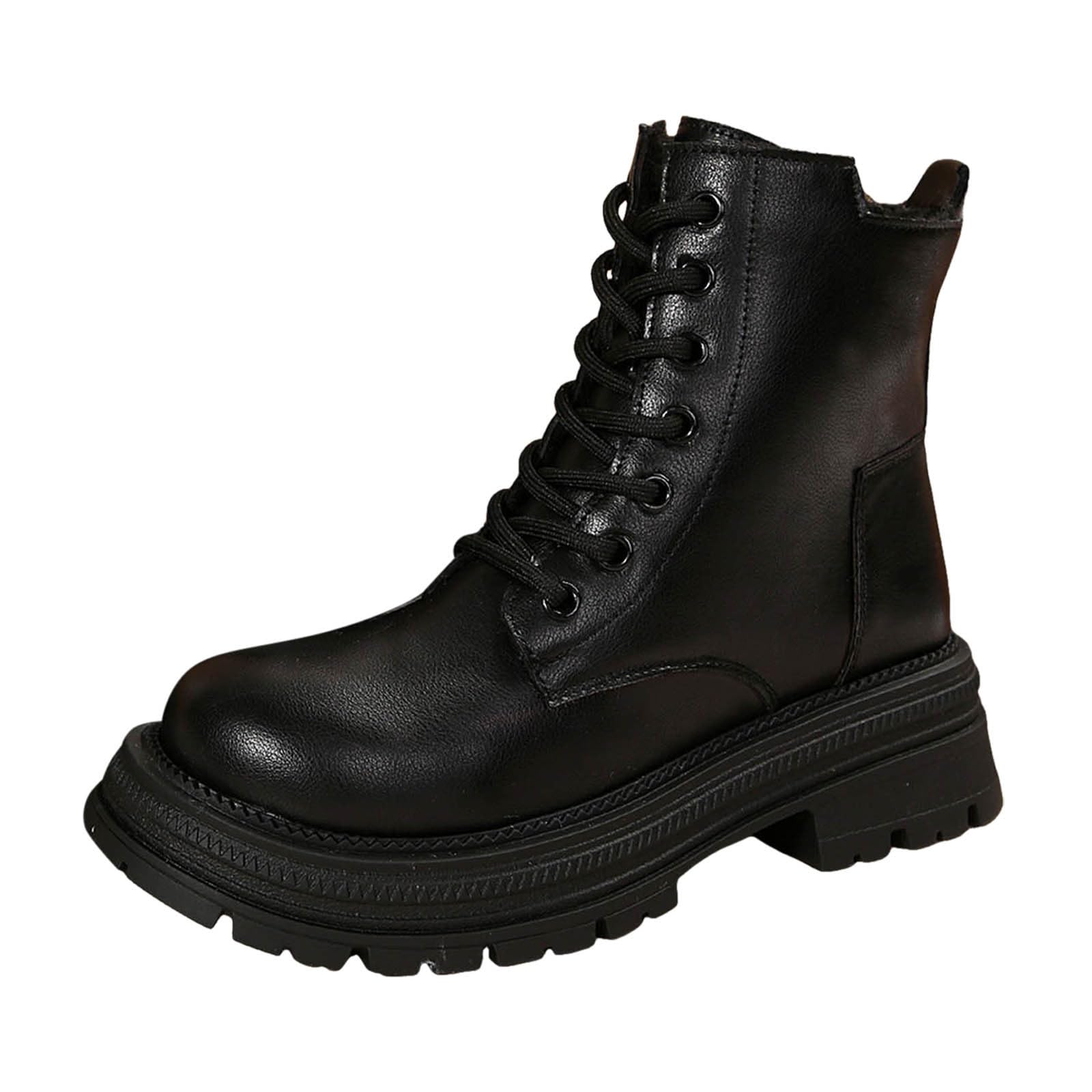Botas de combate para mujer con cordones, botas de combate, botas de senderismo, con cremallera, tacón de bloque, tácticas, militares, de invierno, plataforma, zapatos de seguridad