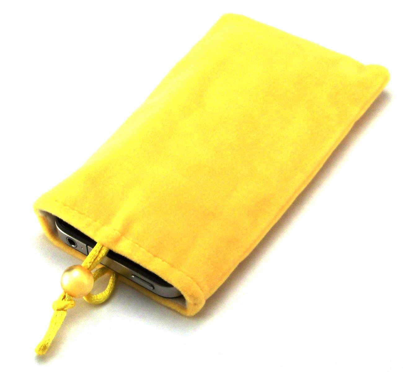 "Desire" Genuine Yellow Velour Soft Pouch Case & "Party" Green Glitter Wrist Strap for LG KF510 . Luxury Skin / Case / Shell / Cover With Super Fiber Lining & Lanyard for Mobile Phone      Paperback