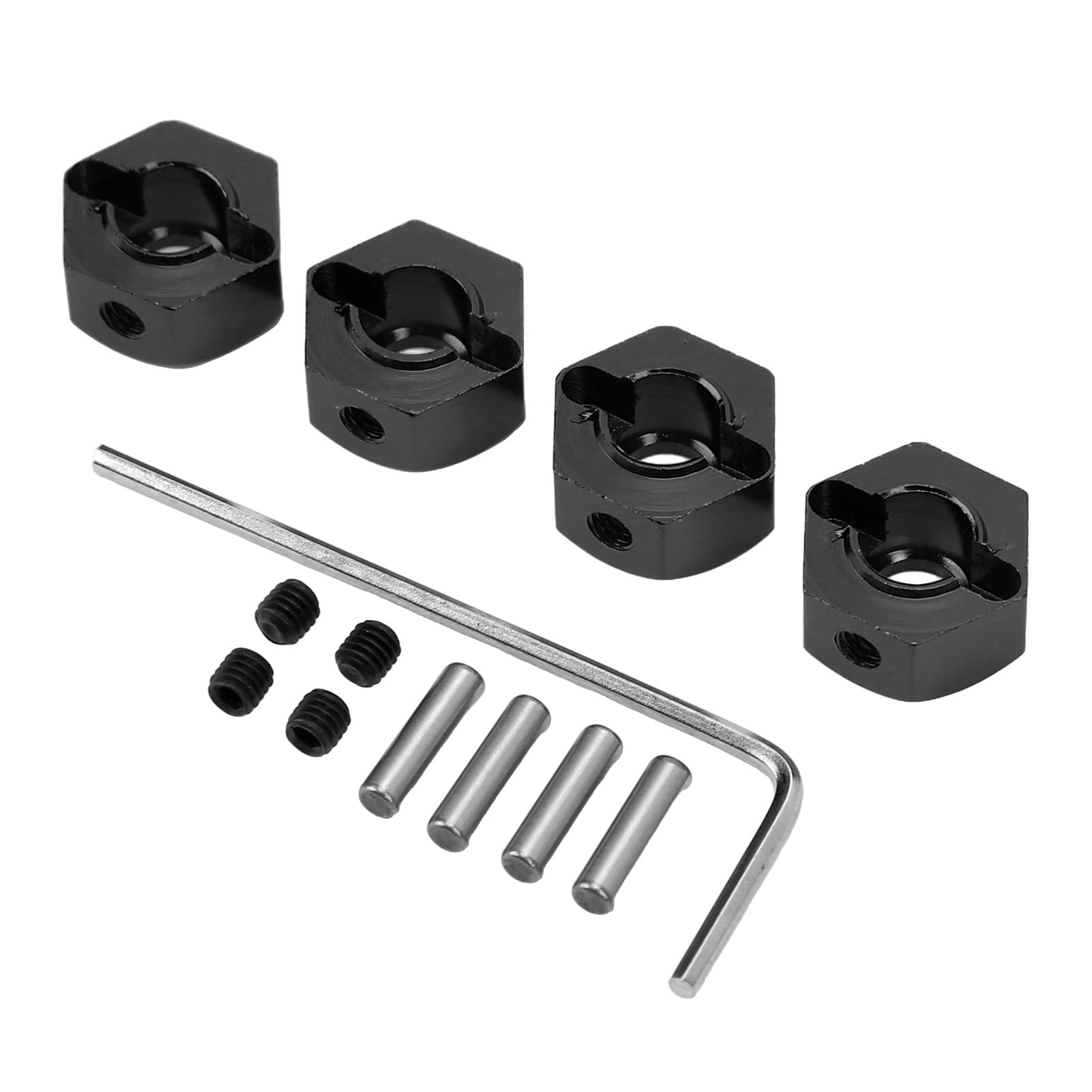 4 Pack Aluminum High Precision 12mm Hex Hub Nuts, RC Car Hex Hub Drive Adapter for RC Cars like 1/10 Senton (Black)