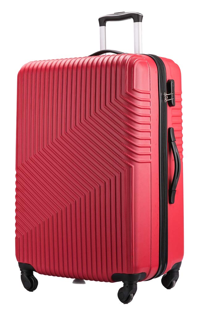 FLYMAX55x35x20 4 Wheel Super Lightweight Cabin Luggage Suitcase Hand Carry on Flight Travel Bags Approved On Board Fits Flybe Easyjet Ryanair Jet 2 BA Red