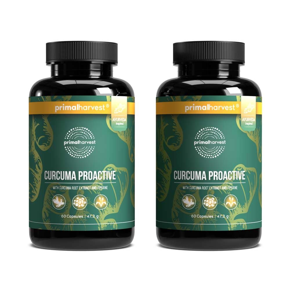 Cúrcuma Complex de Primal Harvest: suplemento vegano con 450 mg de extracto de cúrcuma y pimienta negra. Para hombres y mujeres. Contiene 60 cápsulas. (2 Pack (60 Count))
