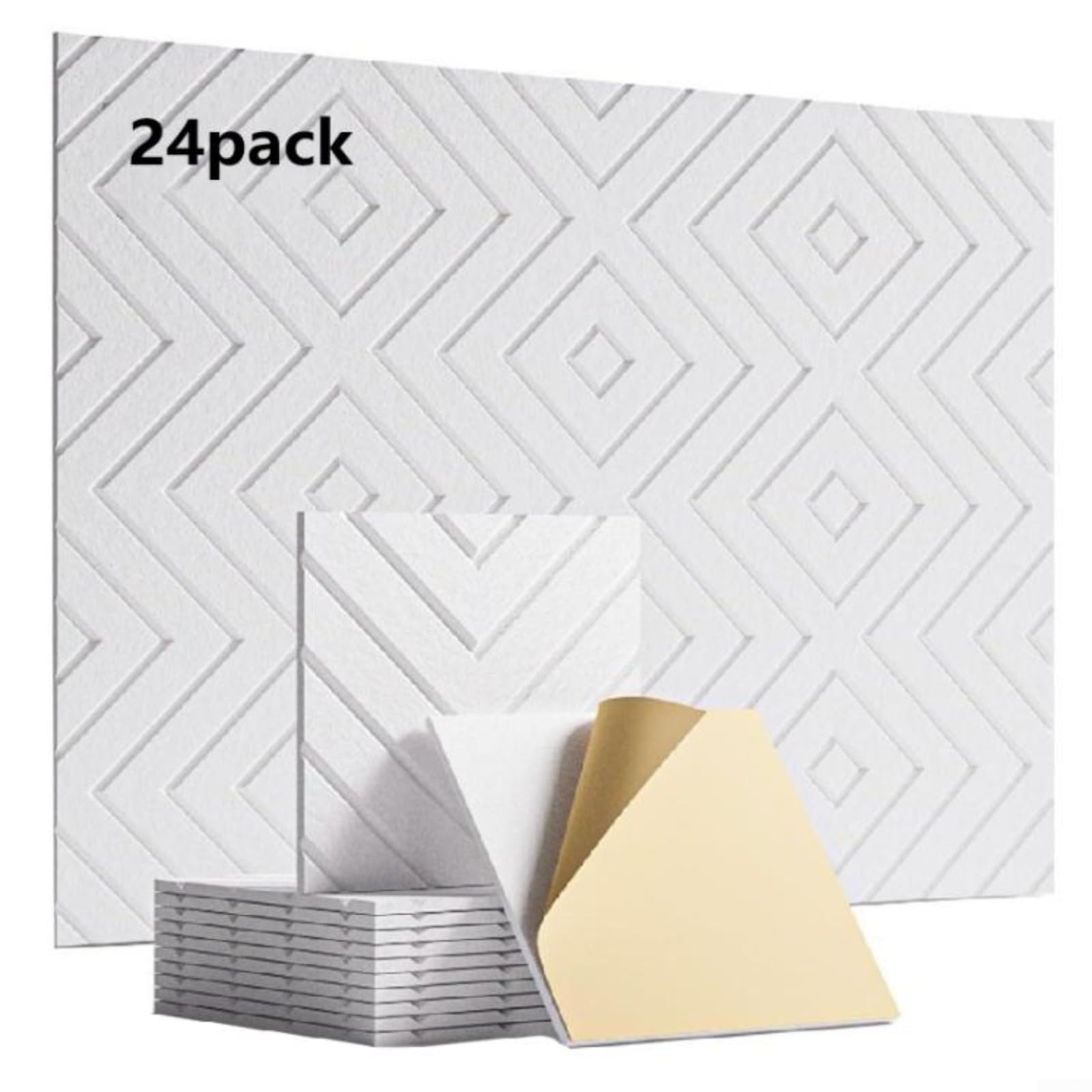 Pannelli fonoassorbenti bianchi, confezione da 20 pezzi, 30 x 30 x 1 cm, ad alta densità, per studio, ufficio, home theater, installazione senza attrezzi (24)