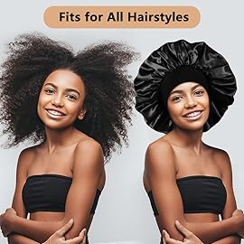 3PCS Extra Large Satin Bonnets for Sleeping, Hair Bonnets for Black Women Braids Curly Hair, H