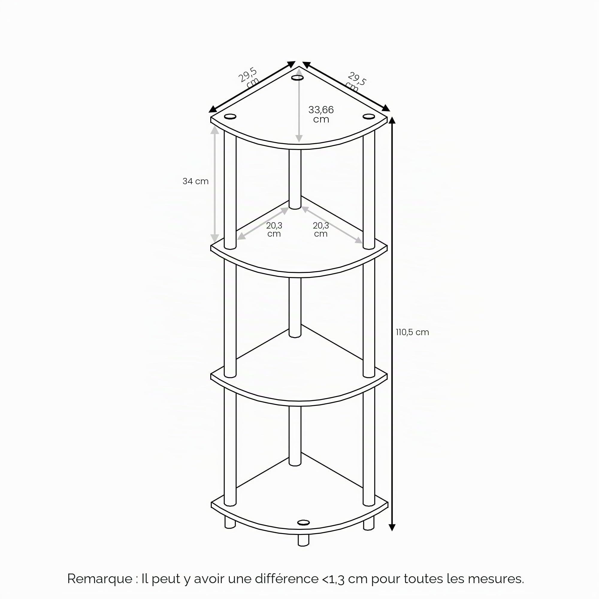 Furinno Turn-N-Tube Étagère Polyvalente pour Présentoir d'Angle à 4 Niveaux, Noyer Columbia/Noir