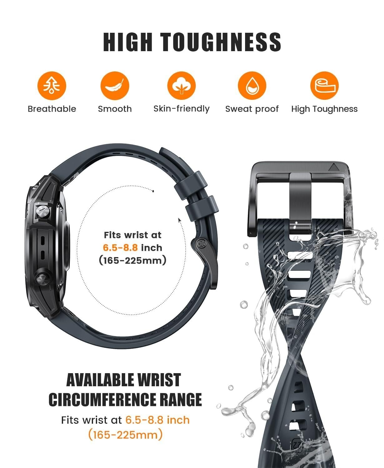 RORFFK For Fenix 8 Band 22mm Width Soft Silicone Watch Strap for Fenix 5 Plus/Fenix 6/Fenix 6 Pro/Fenix 7/exip/Forerunner 935/945/Approach S60/Quatix 5 Watchbands(Slate)