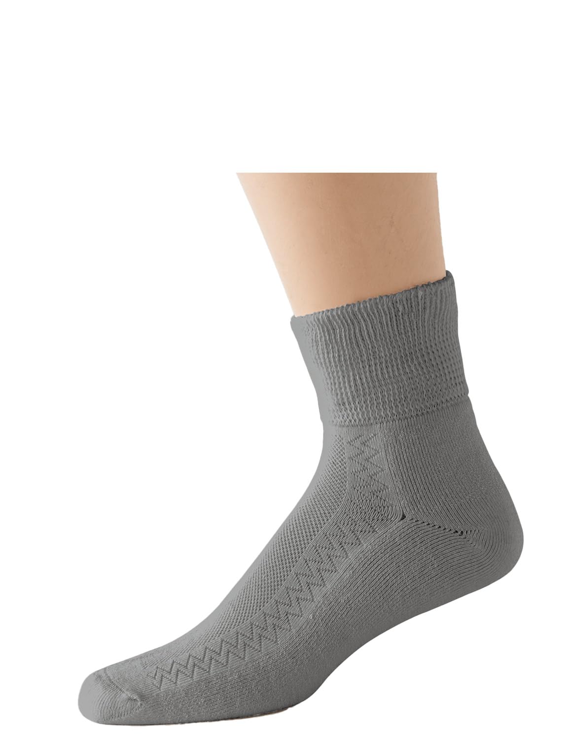 Hj Hall Men's Grey 1 Pair Hj Cotton Diabetic Low-Rise Socks Hj1361 6-11