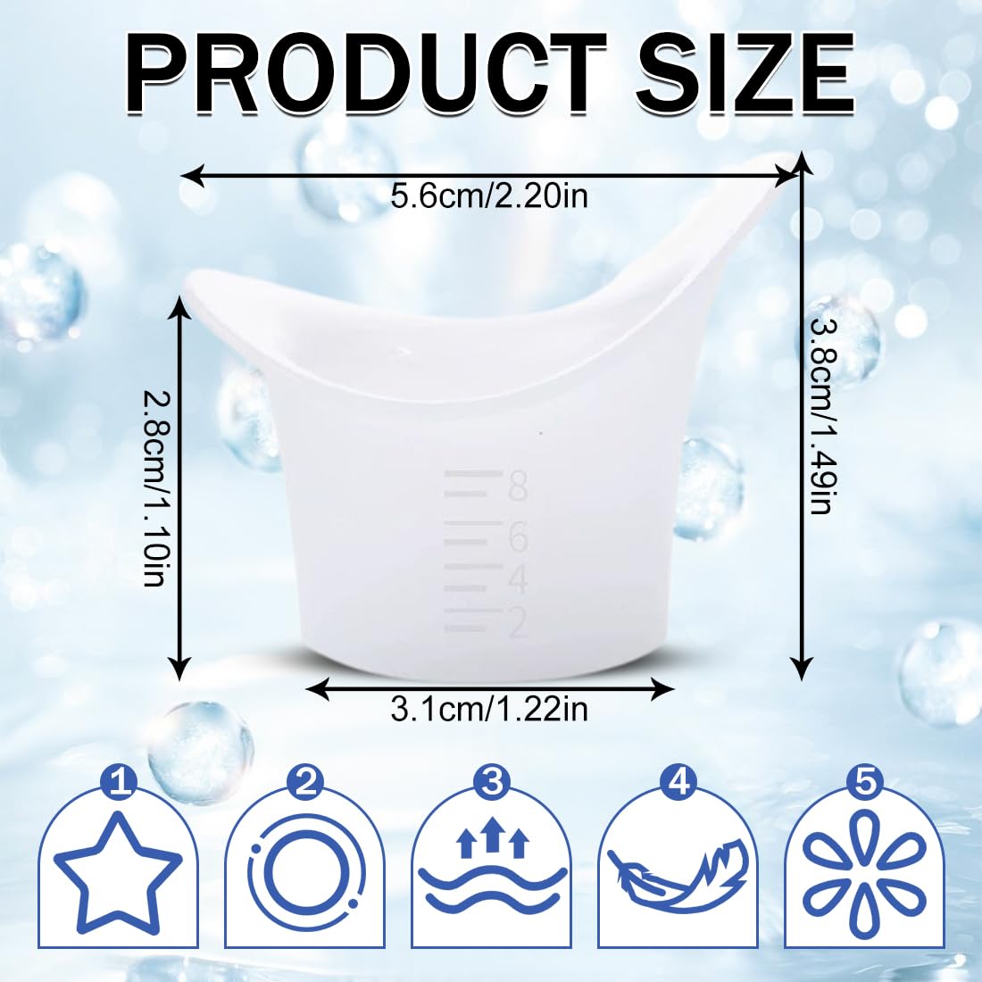 Soluzioni per lavaggio occhi,Confezione da 4 bicchieri lavaocchi portatili da 8 ml, riutilizzabili, portatili, in plastica, per la pulizia e la cura degli occhi.