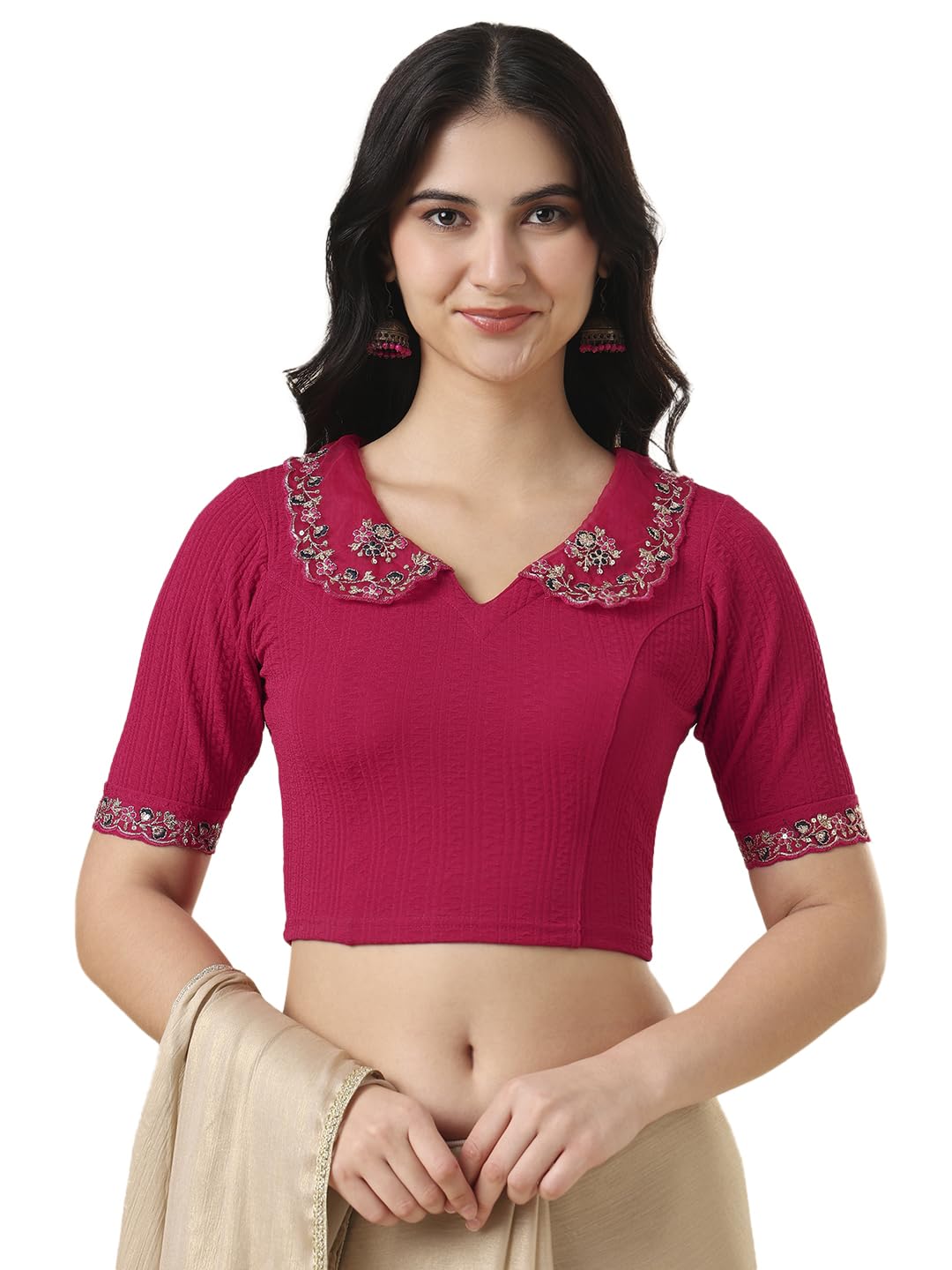 salwar studio Embroidered Non Padded Stretchable Saree Blouse-picture-39
