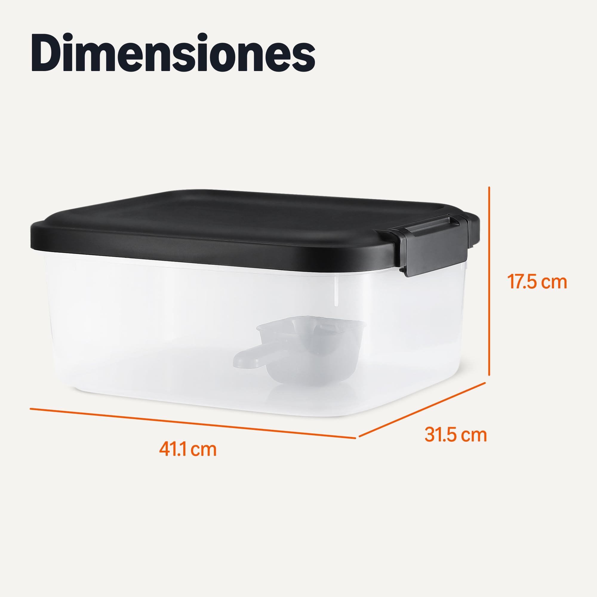 Amazon Basics - Contenedor de Almacenamiento de Alimentos para Mascotas, 4.5 kg,Transparente y Negro