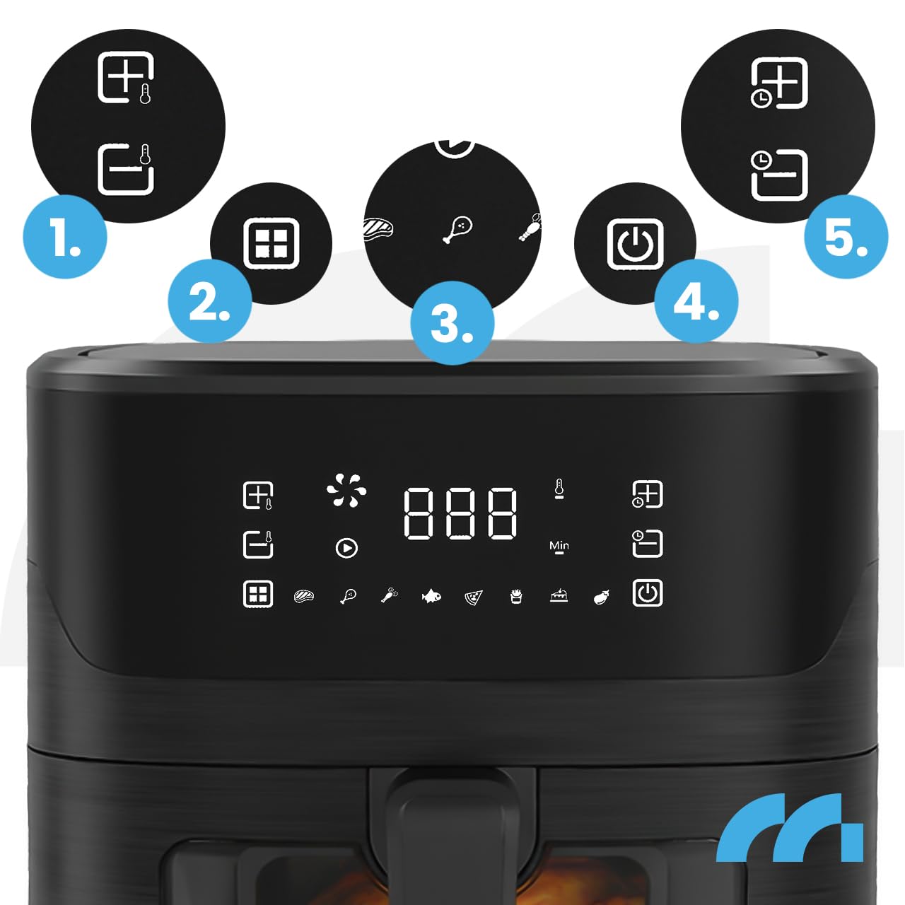MalTec Frytkownica na gorące powietrze Air Fryer 7 l 1800 W, okienko, 8 programów