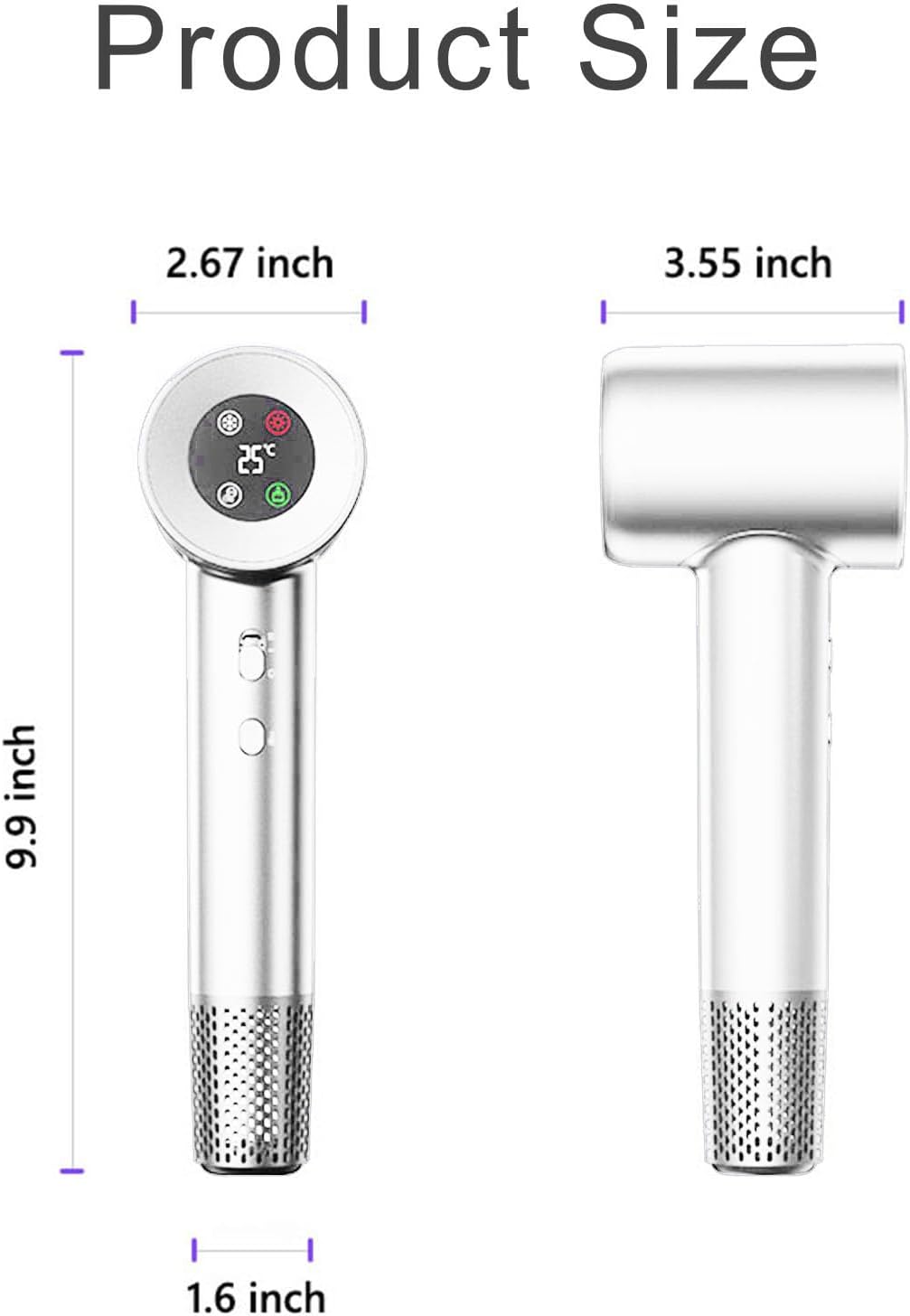 Hair Dryer, Blow Dryer with Diffuser, with 110,000 RPM Motor Professional High-Speed Blow Dryer for Fast Drying, Low Noise Ionic Hair Dryer, 4 Temps & 2 Speeds, for Home, Salon, White