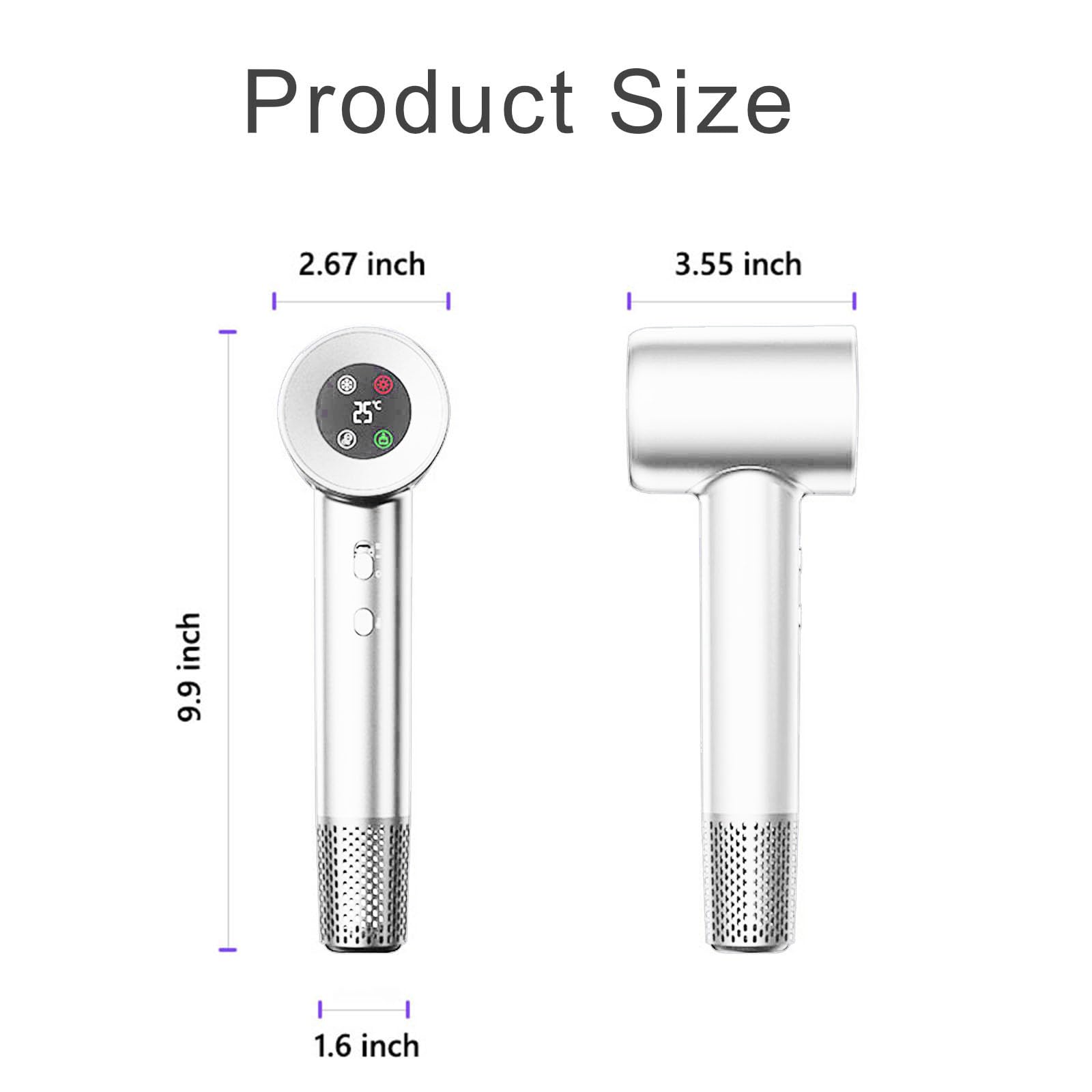 Secador de pelo, secador de pelo con difusor, con motor de 110,000 rpm, secador profesional de alta velocidad para secado rápido, secador de pelo iónico de bajo ruido, 4 temperaturas y 2 8