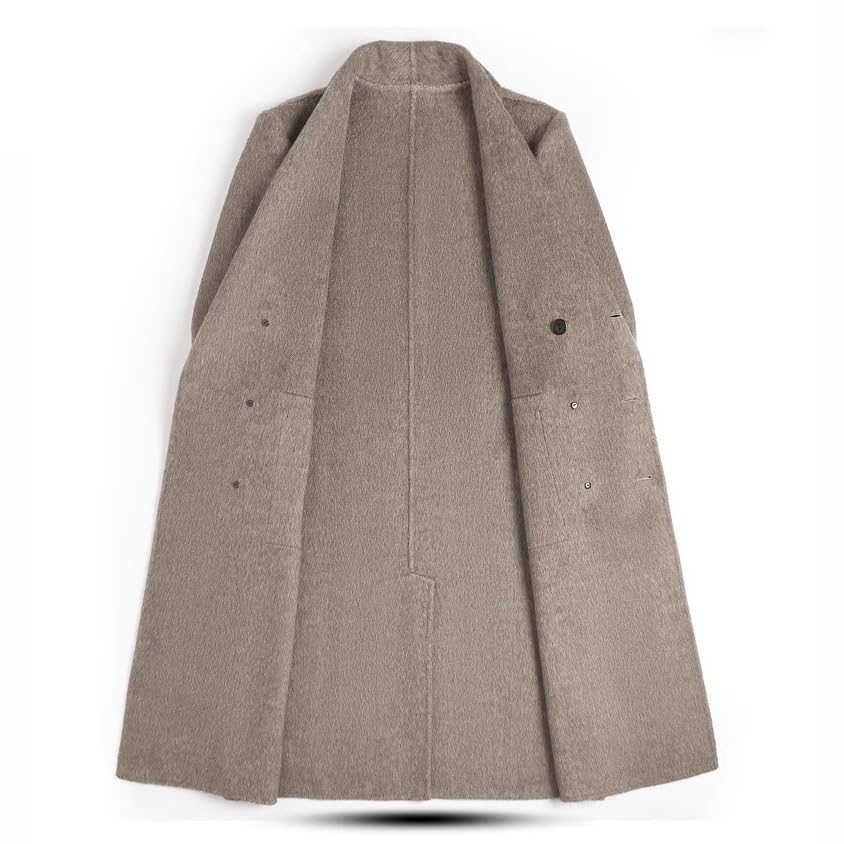 Double-sided Cashmere Coat Men's mid-length Double-breasted Bathrobe collar Woolen coat2