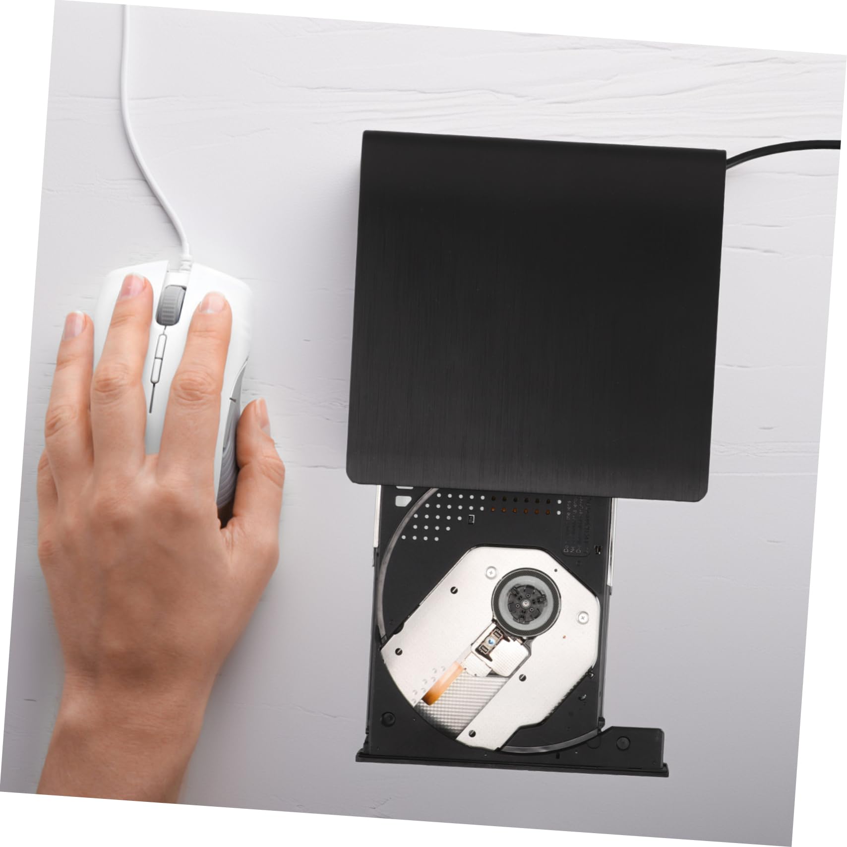 Hemobllo Masterizzatore CD Dvd Esterno Portatile per Laptop e Computer Nero | USB Type-c, Lettura Dischi Multidevice, Struttura in Plastica e Metallo