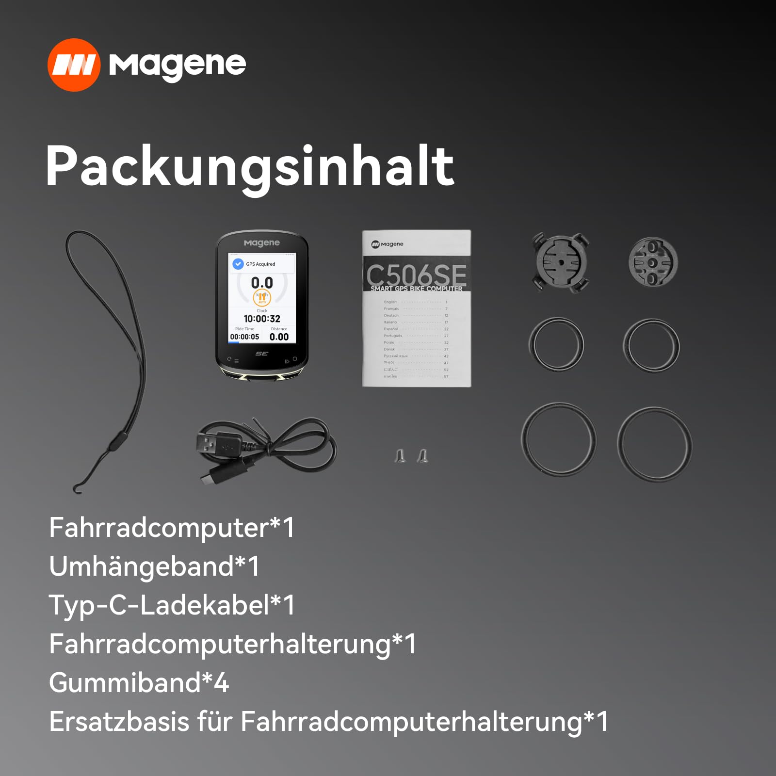 Magene C506SE GPS Kabellos Fahrradcomputer, Streckennavigation, 2,4-Zoll-wasserdichte-Farbbildschirm, WiFi&Bluetooth, Benutzerdefinierte Daten, 11 Sprachen