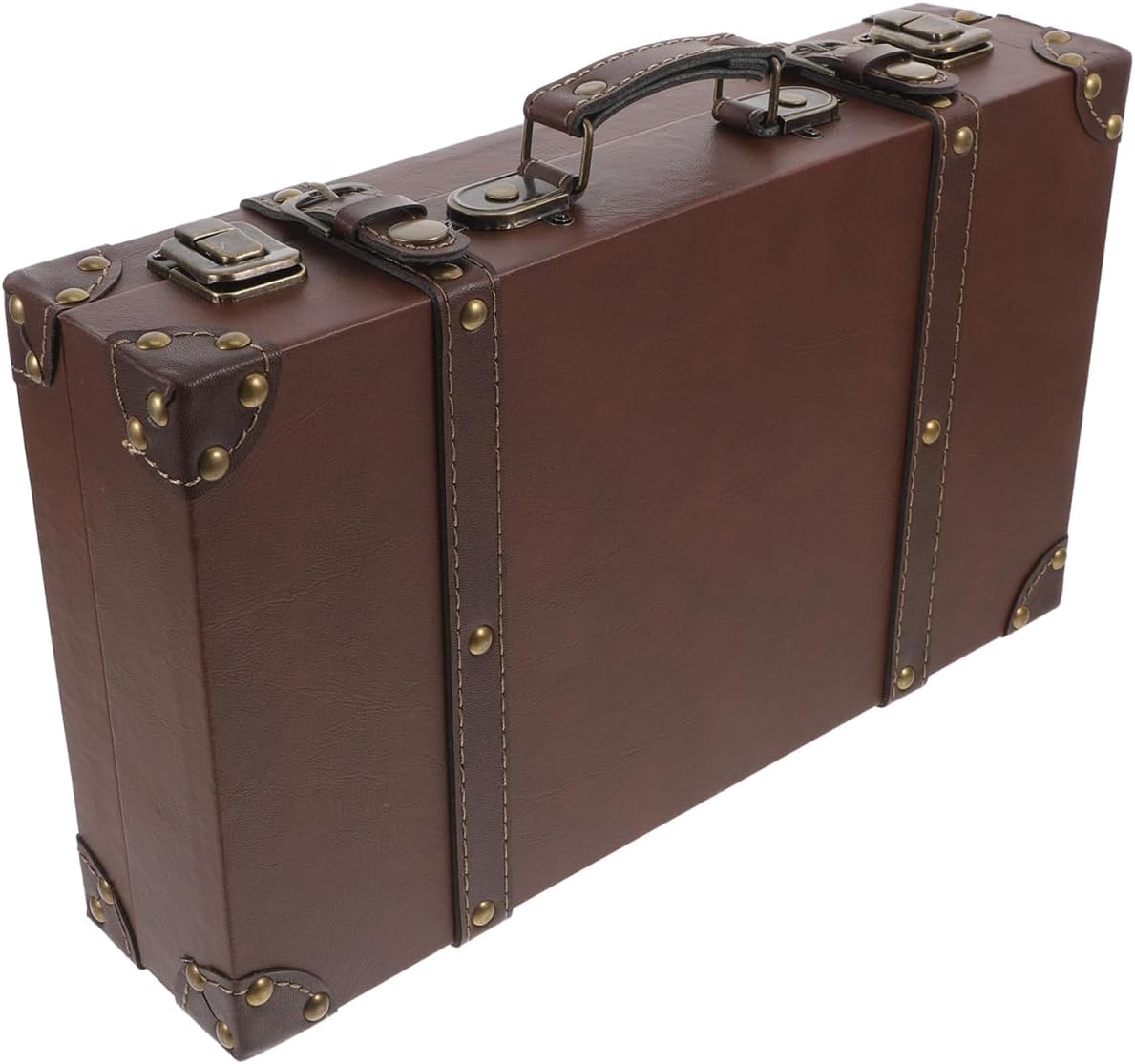 ULTECHNOVO Classic British Style Suitcase Vintage Trunk Storage Photo Leather Finish Multi-purpose Organizer